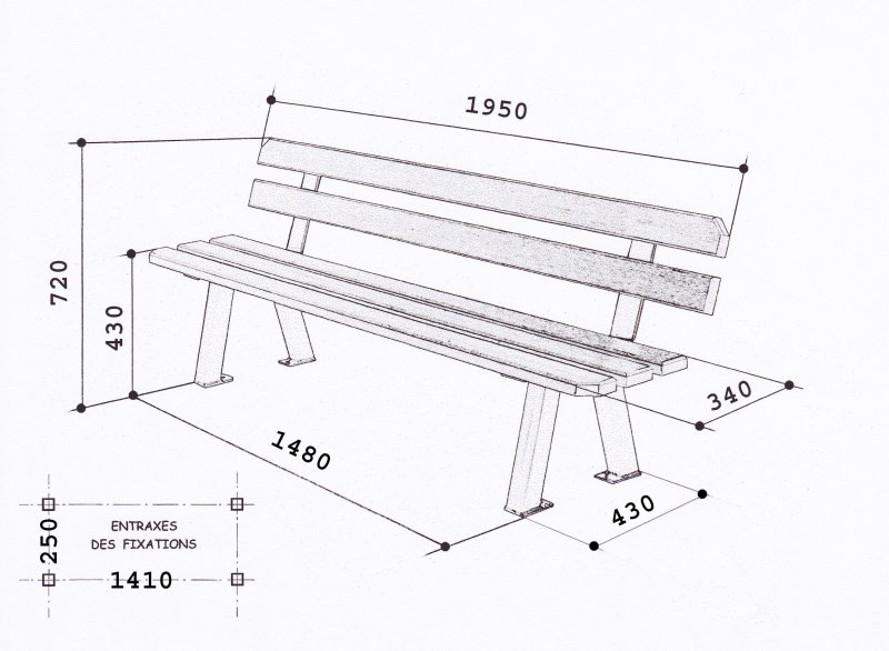 Banc extérieur Cafe 2 pers (127cm) - Bois autoclave différents coloris